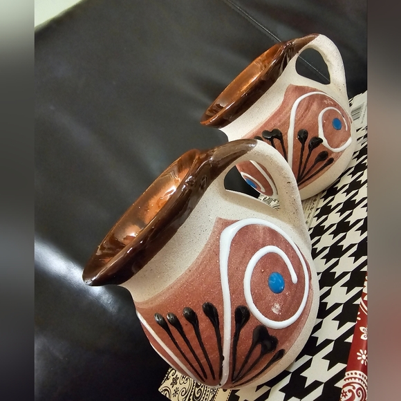 Set of Two Mexican Jarrito Clay cup 14 oz New - Picture 6 of 11